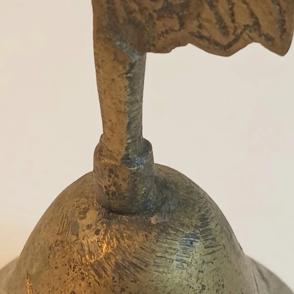 Vintage 80s Brass Hand Crane Bell